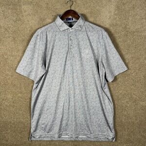 Stitch Polo Shirt Mens Large Gray Floral Ritz Carlton Golf Orlando Stretch Top